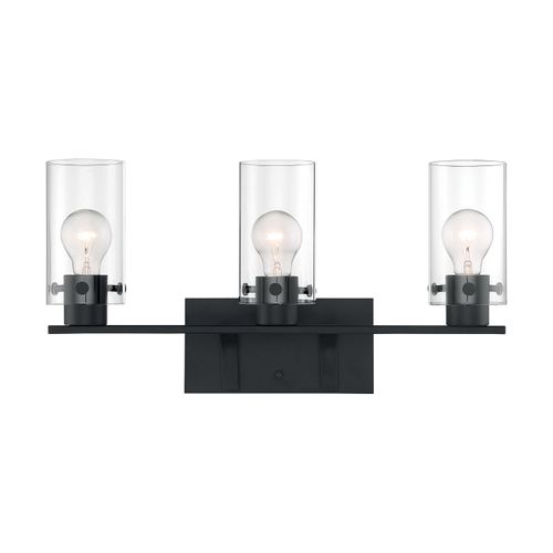 Main product image of Sommerset 3 Light Vanity Fixture Matte Black Finish w/ Clear Glass