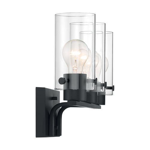 Main product image of Sommerset 3 Light Vanity Fixture Matte Black Finish w/ Clear Glass