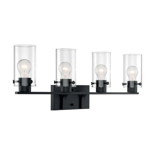 Main product image of Sommerset 4 Light Vanity Fixture Matte Black Finish w/ Clear Glass