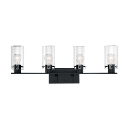 Main product image of Sommerset 4 Light Vanity Fixture Matte Black Finish w/ Clear Glass