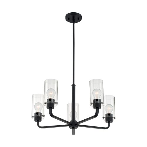 Main product image of Sommerset 5 Light Chandelier Fixture Matte Black Finish w/ Clear Glass