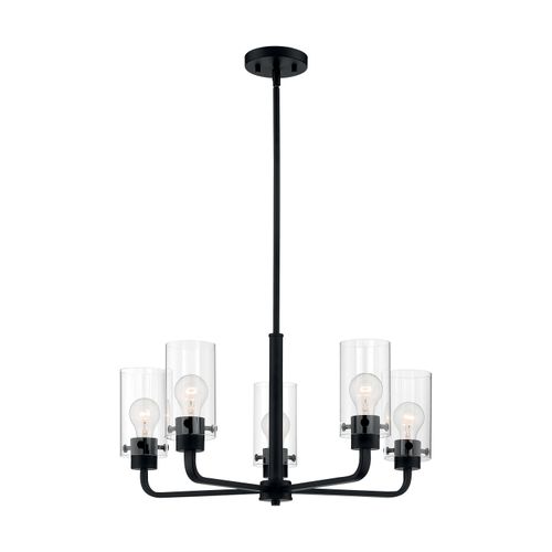 Main product image of Sommerset 5 Light Chandelier Fixture Matte Black Finish w/ Clear Glass