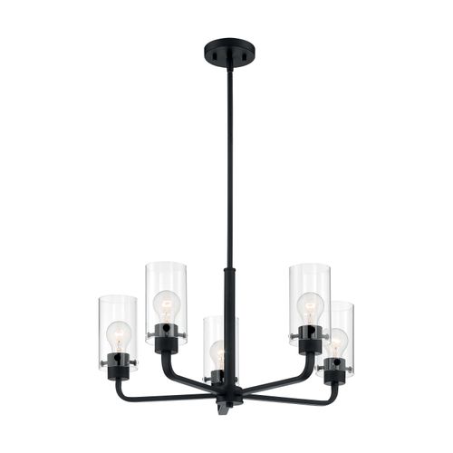 Main product image of Sommerset 5 Light Chandelier Fixture Matte Black Finish w/ Clear Glass
