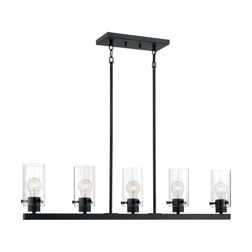 Main product image of Sommerset 5 Light Island Pendant Fixture Matte Black Finish w/ Clear Glass