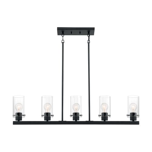 Main product image of Sommerset 5 Light Island Pendant Fixture Matte Black Finish w/ Clear Glass
