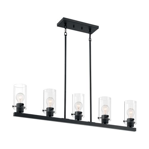 Main product image of Sommerset 5 Light Island Pendant Fixture Matte Black Finish w/ Clear Glass