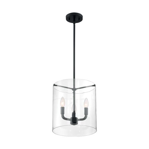 Main product image of Sommerset 3 Light Pendant Fixture Matte Black Finish w/ Clear Glass