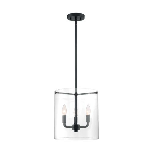 Main product image of Sommerset 3 Light Pendant Fixture Matte Black Finish w/ Clear Glass