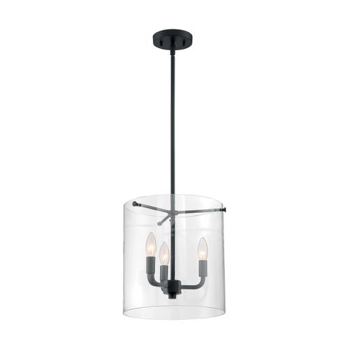 Main product image of Sommerset 3 Light Pendant Fixture Matte Black Finish w/ Clear Glass