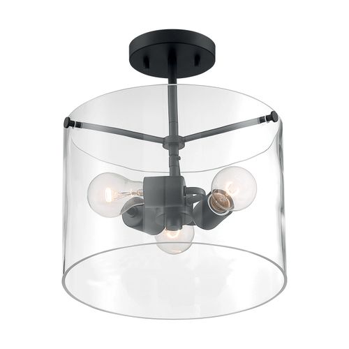 Main product image of Sommerset 3 Light Semi-Flush Fixture Matte Black Finish w/ Clear Glass