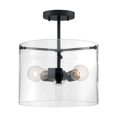 Main product image of Sommerset 3 Light Semi-Flush Fixture Matte Black Finish w/ Clear Glass