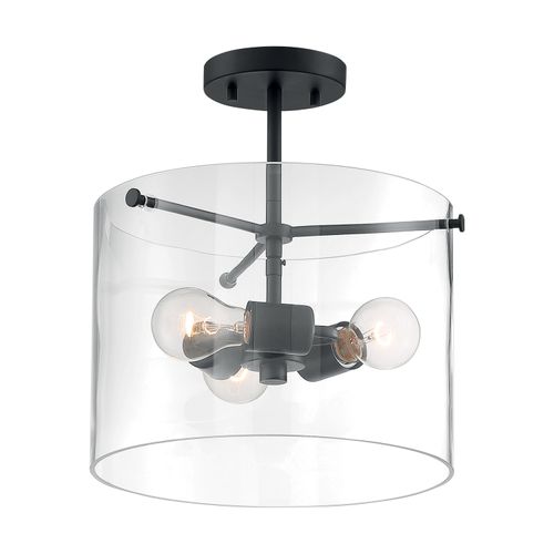 Main product image of Sommerset 3 Light Semi-Flush Fixture Matte Black Finish w/ Clear Glass