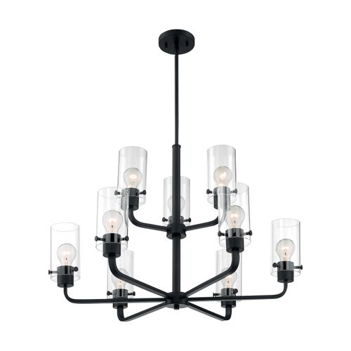 Main product image of Sommerset 9 Light Chandelier Fixture Matte Black Finish w/ Clear Glass