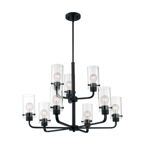Main product image of Sommerset 9 Light Chandelier Fixture Matte Black Finish w/ Clear Glass
