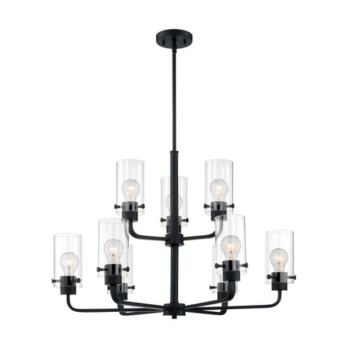Main product image of Sommerset 9 Light Chandelier Fixture Matte Black Finish w/ Clear Glass
