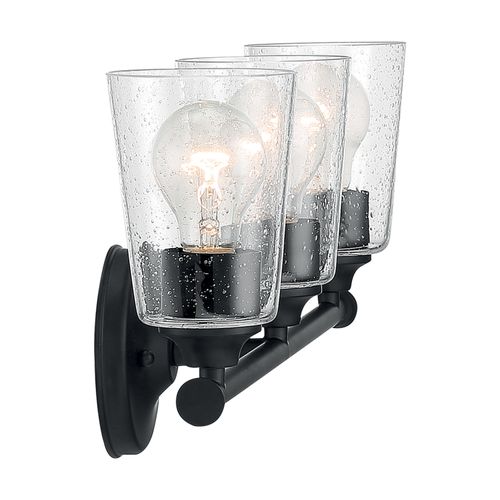 Main product image of Bransel 3 Light Vanity Fixture Matte Black Finish w/ Clear Seeded Glass