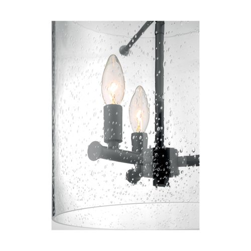 Main product image of Bransel 3 Light Pendant Fixture Matte Black Finish w/ Clear Seeded Glass