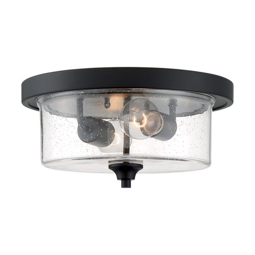 Main product image of Bransel 2 Light Flush Mount Fixture Matte Black Finish w/ Clear Seeded Glass