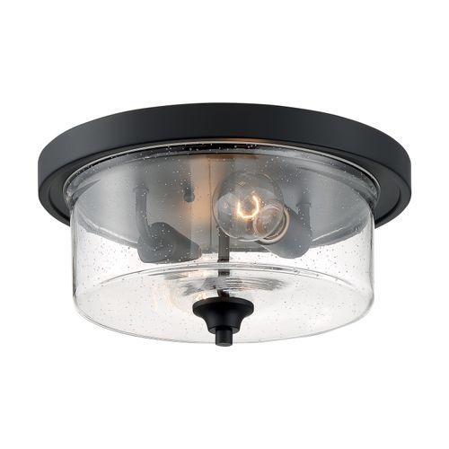 Main product image of Bransel 2 Light Flush Mount Fixture Matte Black Finish w/ Clear Seeded Glass