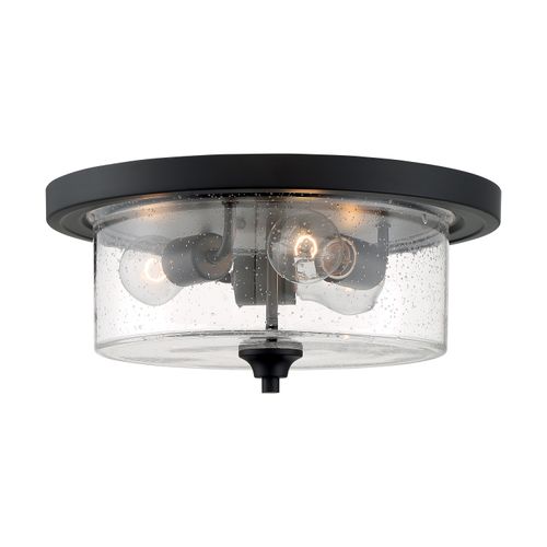 Main product image of Bransel 3 Light Flush Mount Fixture Matte Black Finish w/ Clear Seeded Glass