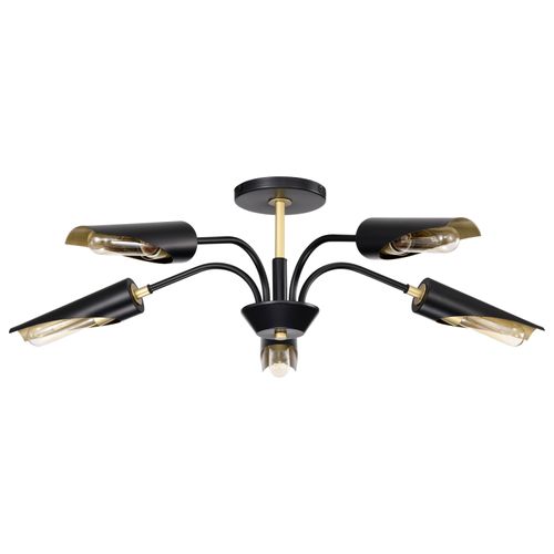 Main product image of Marc 5 Light Chandelier Matte Black Finish Gold Accents