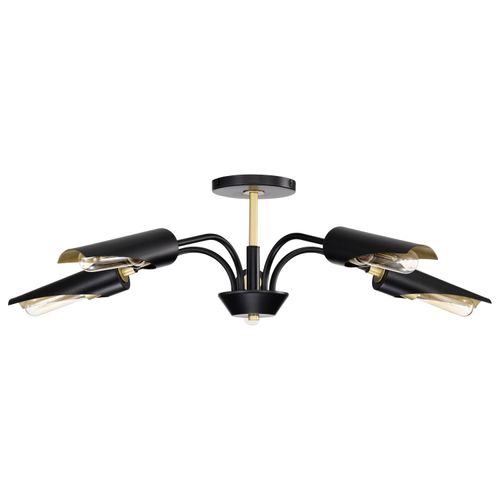 Main product image of Marc 5 Light Chandelier Matte Black Finish Gold Accents