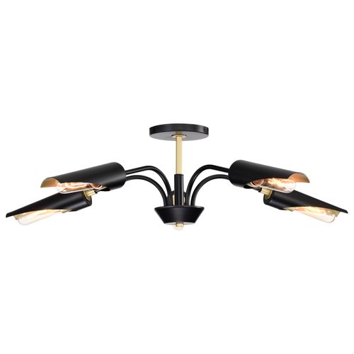 Main product image of Marc 5 Light Chandelier Matte Black Finish Gold Accents