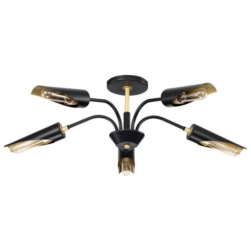 Main product image of Marc 5 Light Chandelier Matte Black Finish Gold Accents