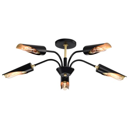 Main product image of Marc 5 Light Chandelier Matte Black Finish Gold Accents
