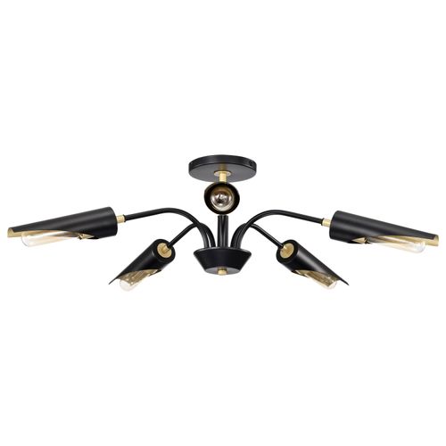 Main product image of Marc 5 Light Chandelier Matte Black Finish Gold Accents