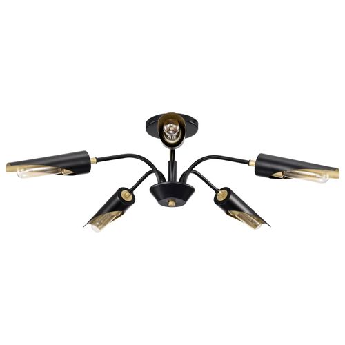 Main product image of Marc 5 Light Chandelier Matte Black Finish Gold Accents