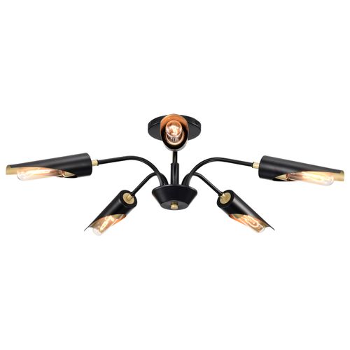 Main product image of Marc 5 Light Chandelier Matte Black Finish Gold Accents
