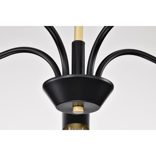 Main product image of Marc 5 Light Chandelier Matte Black Finish Gold Accents