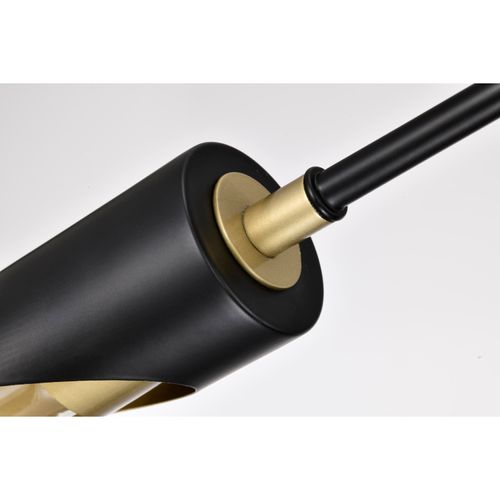 Main product image of Marc 5 Light Chandelier Matte Black Finish Gold Accents