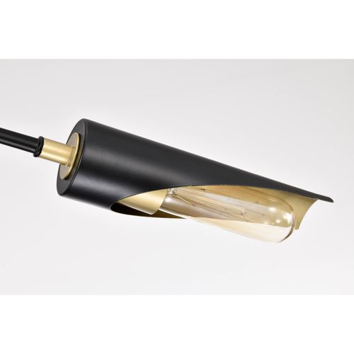 Main product image of Marc 5 Light Chandelier Matte Black Finish Gold Accents