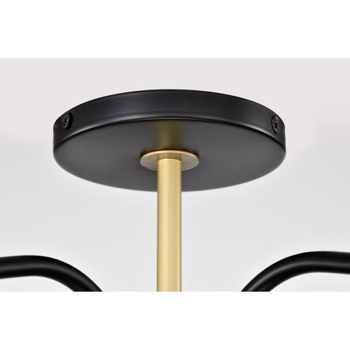 Main product image of Marc 5 Light Chandelier Matte Black Finish Gold Accents