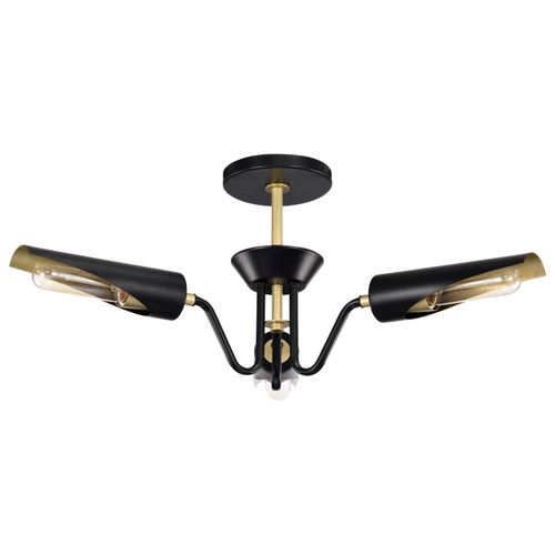 Main product image of Marc 3 Light Dinette Matte Black Finish Gold Accents