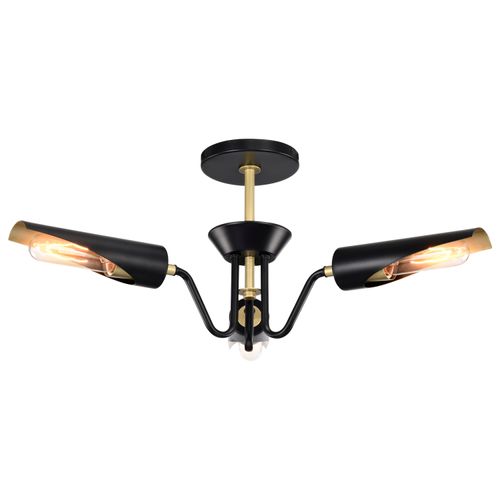 Main product image of Marc 3 Light Dinette Matte Black Finish Gold Accents