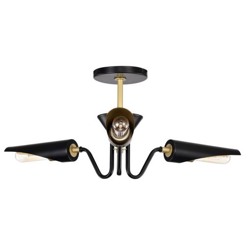Main product image of Marc 3 Light Dinette Matte Black Finish Gold Accents