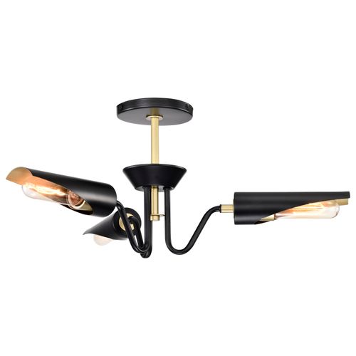 Main product image of Marc 3 Light Dinette Matte Black Finish Gold Accents