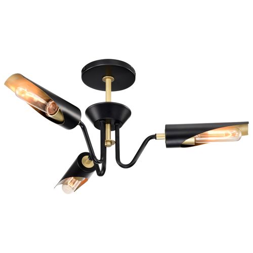 Main product image of Marc 3 Light Dinette Matte Black Finish Gold Accents