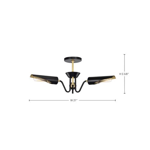 Main product image of Marc 3 Light Dinette Matte Black Finish Gold Accents