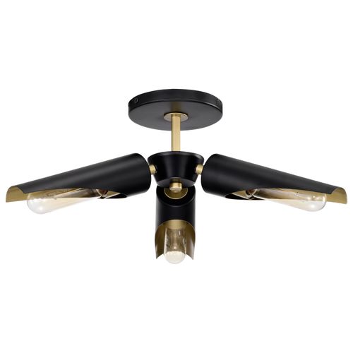 Main product image of Marc 3 Light Pendant Matte Black Finish Gold Accents