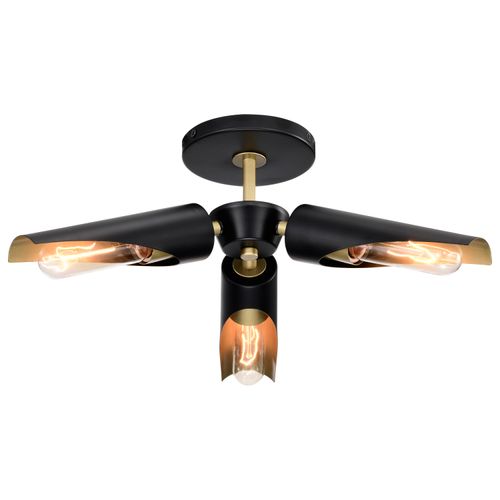 Main product image of Marc 3 Light Pendant Matte Black Finish Gold Accents