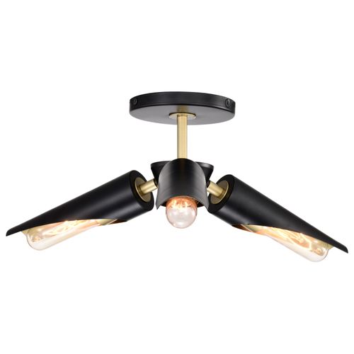 Main product image of Marc 3 Light Pendant Matte Black Finish Gold Accents