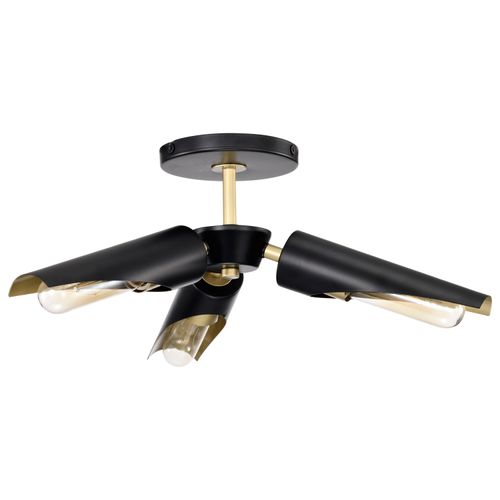 Main product image of Marc 3 Light Pendant Matte Black Finish Gold Accents