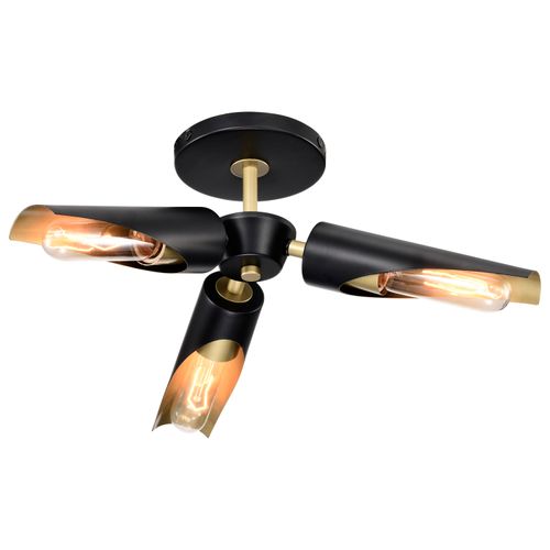 Main product image of Marc 3 Light Pendant Matte Black Finish Gold Accents