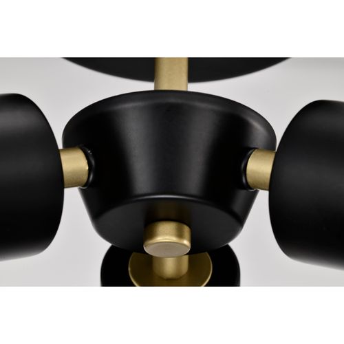 Main product image of Marc 3 Light Pendant Matte Black Finish Gold Accents