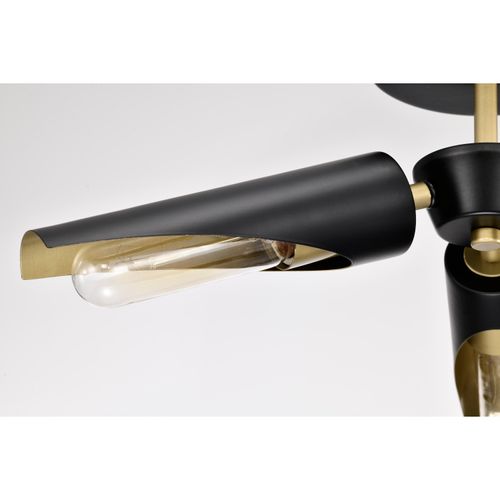 Main product image of Marc 3 Light Pendant Matte Black Finish Gold Accents
