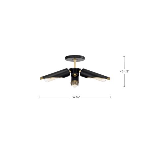 Main product image of Marc 3 Light Pendant Matte Black Finish Gold Accents